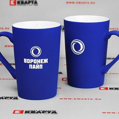 Керамические кружки с софт-тач покрытием и лазерной гравировкой логотипа для "ВОРОНЕЖ ПАЙП"