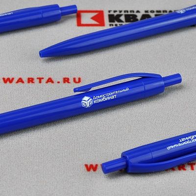Брендированные ручки с тампопечатью логотипа для "ДОМОСТРОИТЕЛЬНЫЙ КОМБИНАТ"