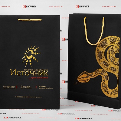 Бумажные пакеты с логотипом для "ИСТОЧНИК" 