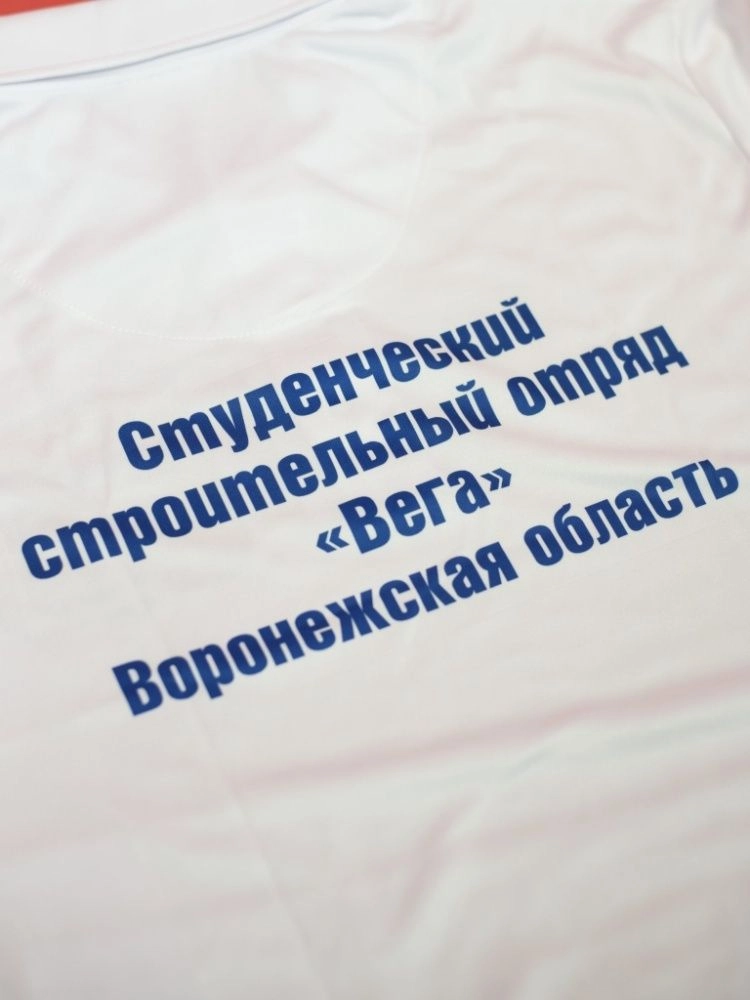 Футболки-поло «Кварта» (материал: Sandwich, цвет: белый) с сублимационной печатью с двух сторон для студенческого строительного отряда «Вега» Футболки-поло «Кварта» (материал: Sandwich, цвет: белый) с сублимационной печатью с двух сторон для студенческого строительного отряда «Вега»